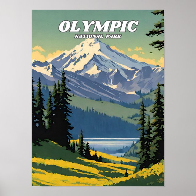 Olympic National Park Illustrationstext Poster (Vorne)