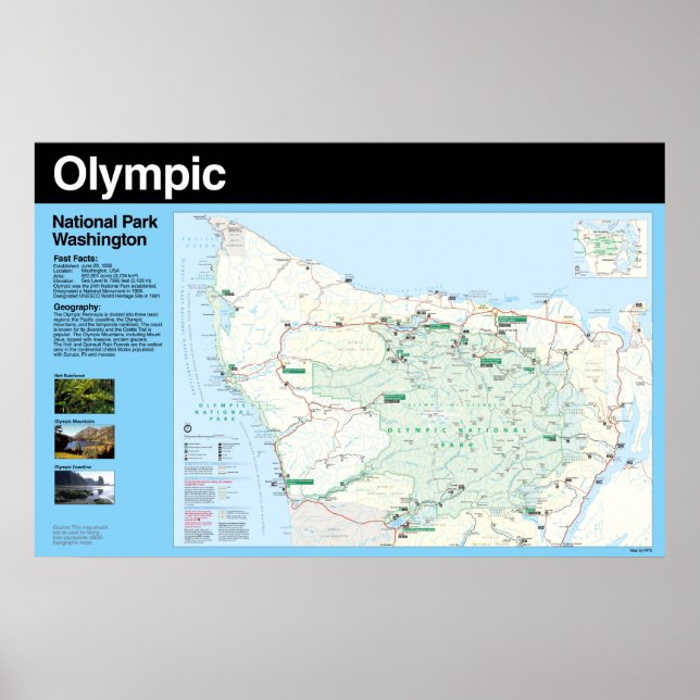 Olympic National Park Map Poster (Vorne)