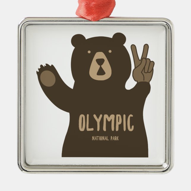 Olympic National Park Peace Bear Ornament Aus Metall (Vorne)