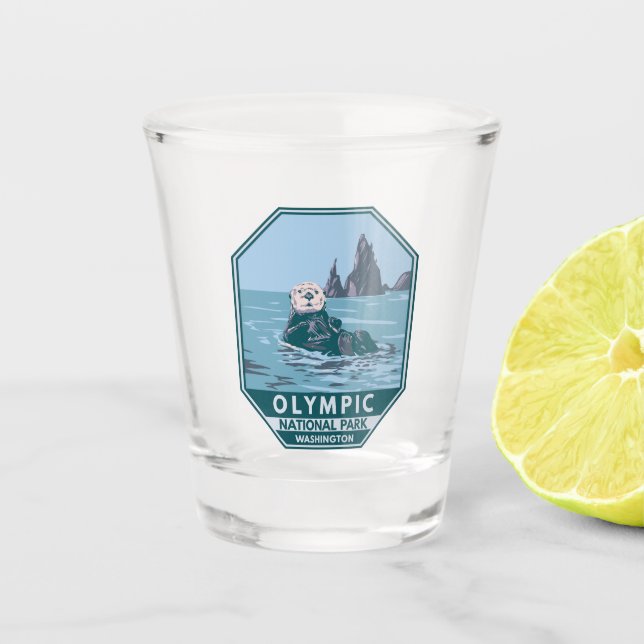 Olympic National Park Sea Otter Vintag Schnapsglas (Vorderseite)