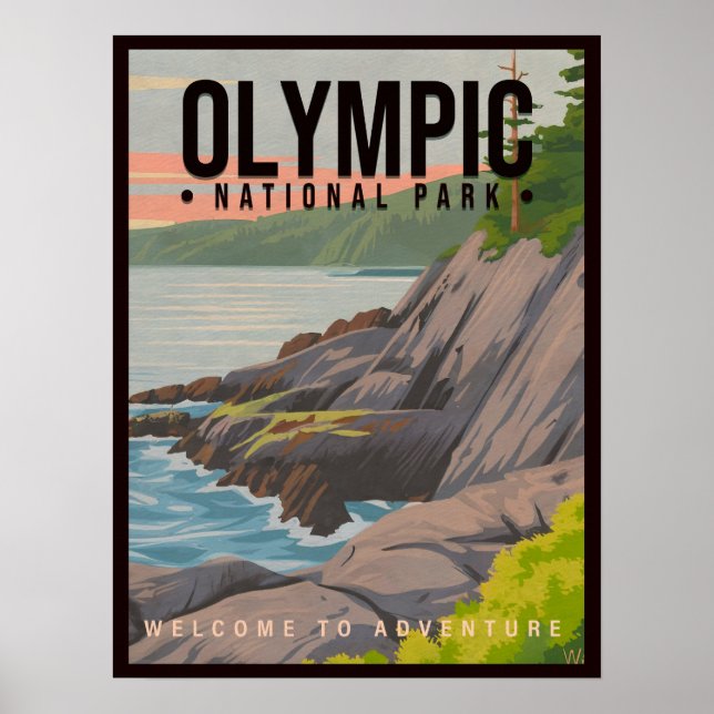 Olympic National Park Washington Vintag Souvenir Poster (Vorne)