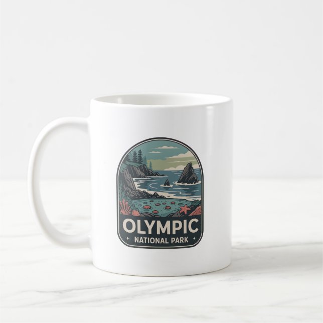 Olympic-Nationalpark-Küstenabzeichen Kaffeetasse (Links)