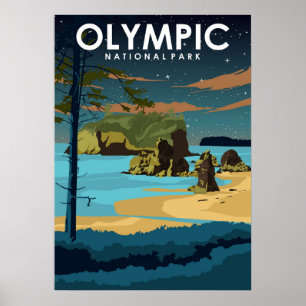 Olympic-Nationalpark Vintage-Reiseplakat Poster