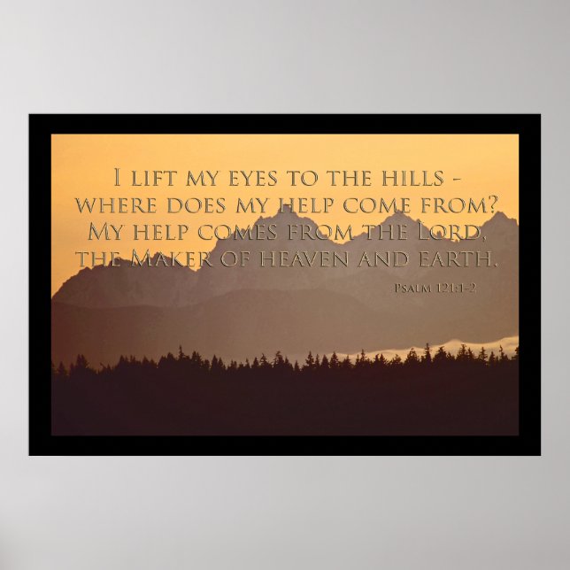 olympische Berge mit Psalm 121:1-2 Poster (Vorne)