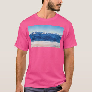 Olympische Berge über Wolken (Wasserfarbe) lang T-Shirt