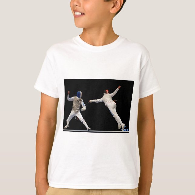 Olympische fechtende Laufleine und Abwehr T-Shirt (Vorderseite)