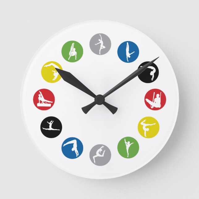 Olympische Gymnastik-Uhr Runde Wanduhr (Vorderseite)