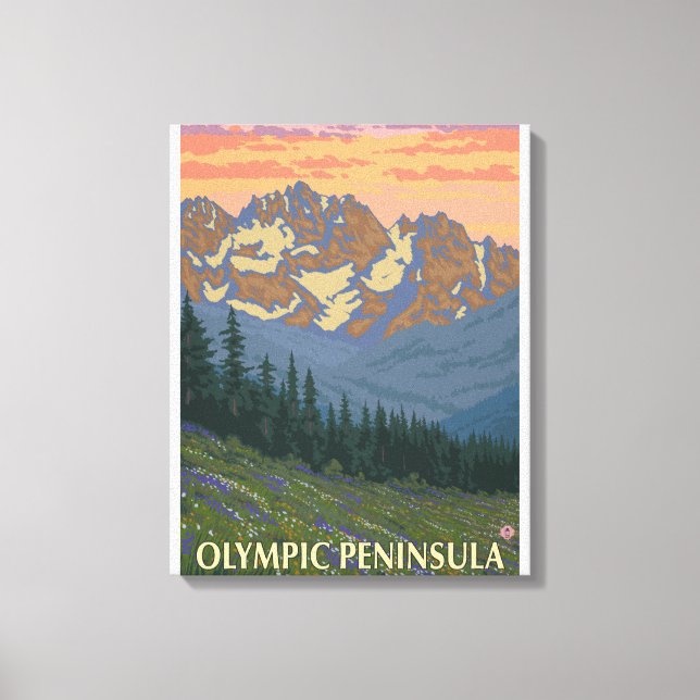 Olympische Halbinsel, Blume des Washingtoner Frühl Leinwanddruck (Vorderseite)