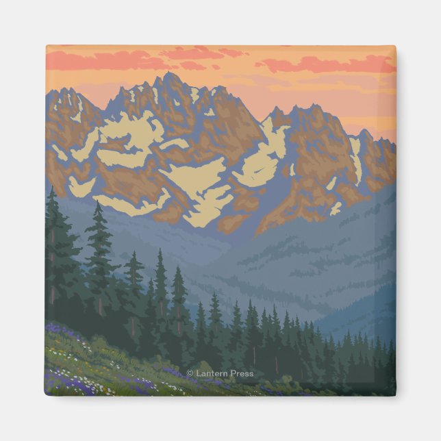 Olympische Halbinsel, Blume des Washingtoner Frühl Magnet (Vorne)