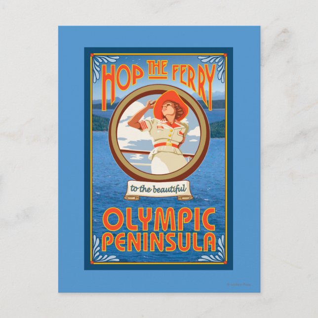 Olympische Halbinsel, Washington Hop the Ferry Postkarte (Vorderseite)