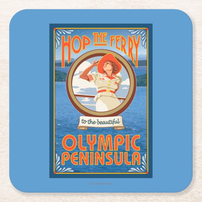 Olympische Halbinsel, WashingtonHop die Fähre Rechteckiger Pappuntersetzer (Vorderseite)