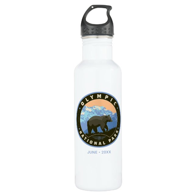 Olympischer Nationalpark Edelstahlflasche (Vorderseite)