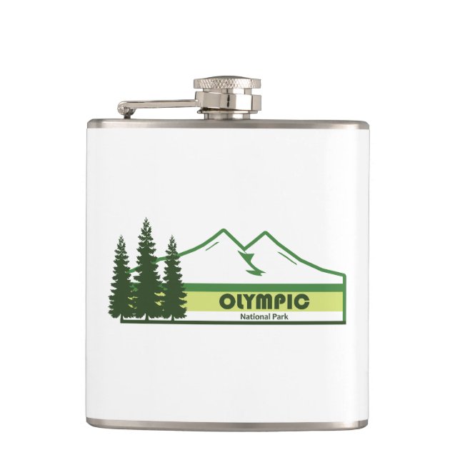 Olympischer Nationalpark Grüne Streifen Flachmann (Vorderseite)