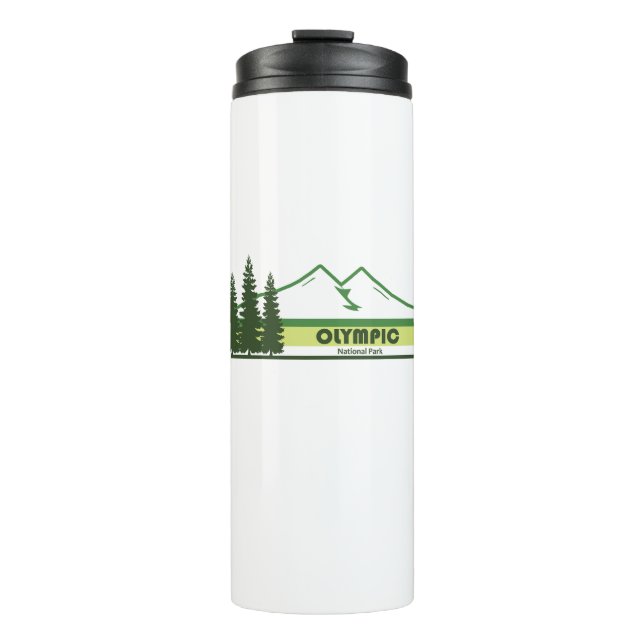 Olympischer Nationalpark Grüne Streifen Thermosbecher (Vorderseite)