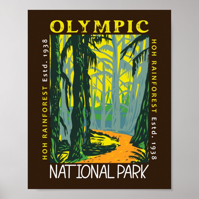 Olympischer Nationalpark Hoh Regenwald erschüttert Poster (Vorne)