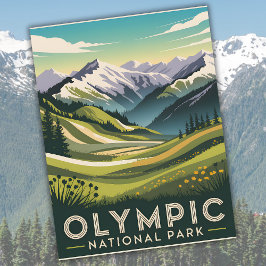 Olympischer Nationalpark Hurricane Ridge Retro Tra Postkarte