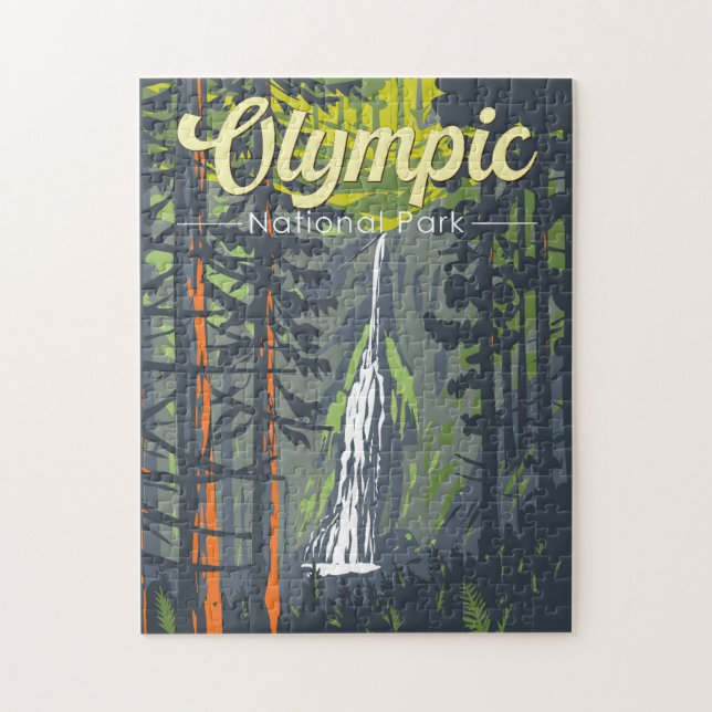 Olympischer Nationalpark Illustration Retro (Vertikal)