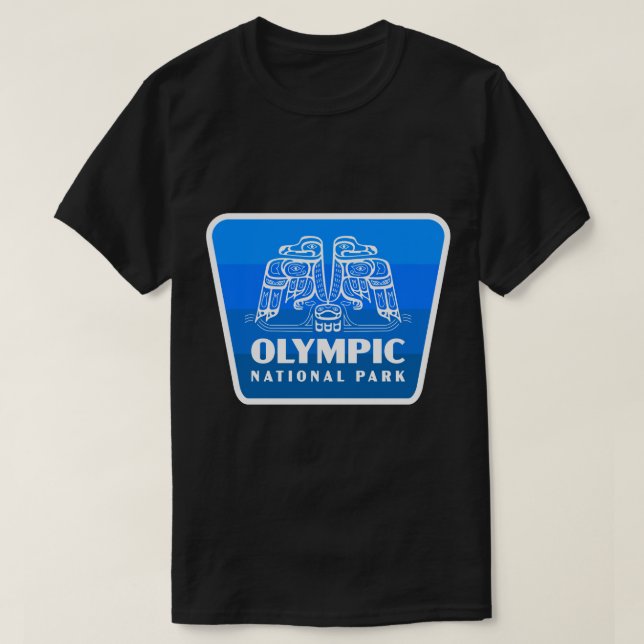 Olympischer Nationalpark Retro Bird Abzeichen Blue T-Shirt (Design vorne)