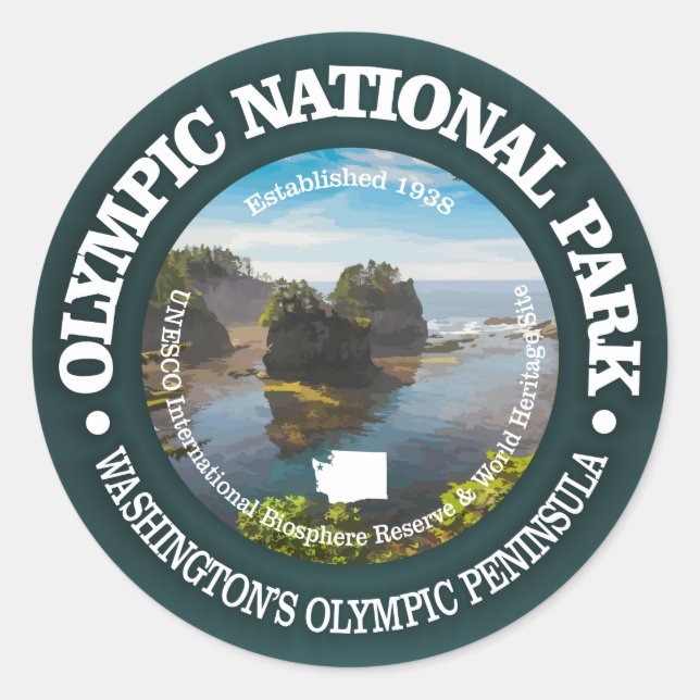 Olympischer Nationalpark Runder Aufkleber (Vorderseite)
