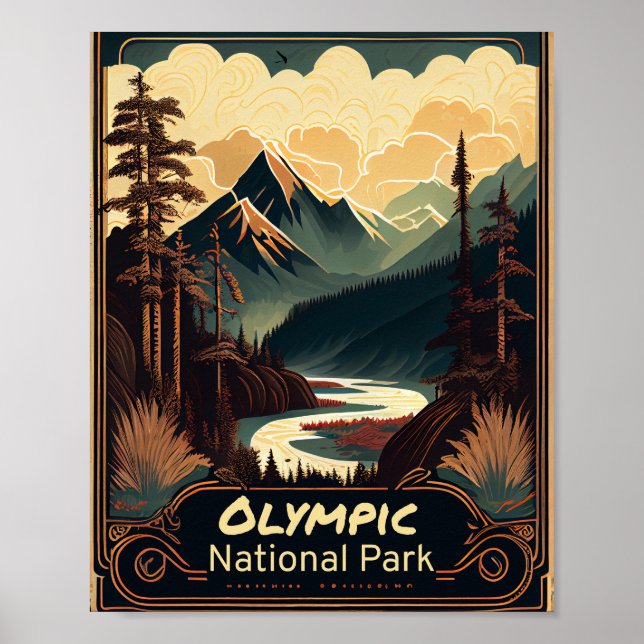 Olympischer Nationalpark Vintag Poster (Vorne)
