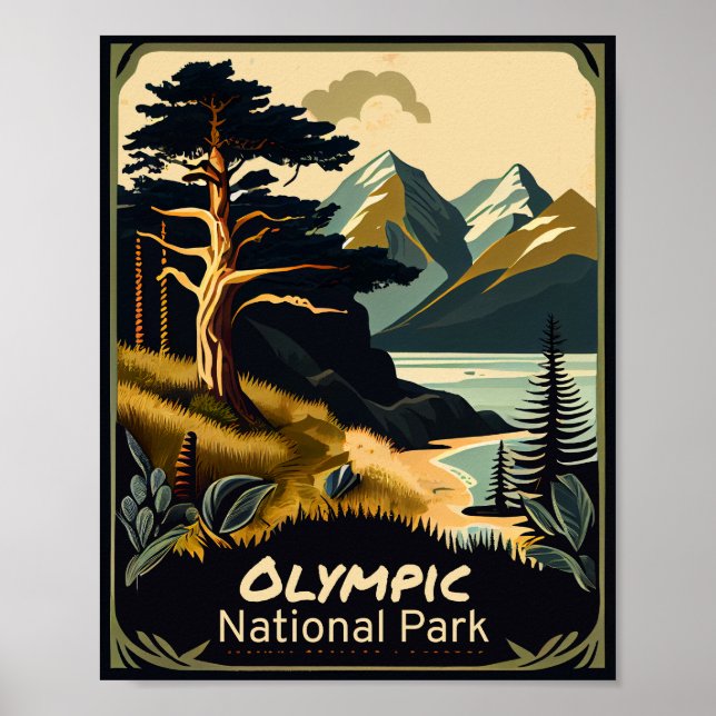 Olympischer Nationalpark Vintag Poster (Vorne)