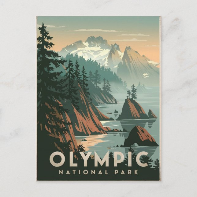Olympischer Nationalpark Vintag Postkarte (Vorderseite)