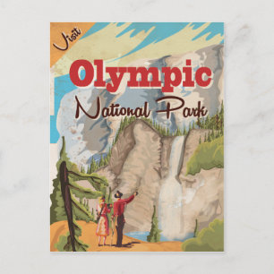 Olympischer Nationalpark Vintage-Reiseposter Postkarte