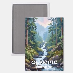 Olympischer Nationalpark   Washington Travel Art Magnet
