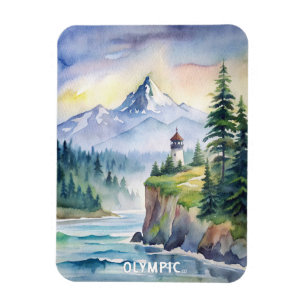 Olympischer Nationalpark Wasserfarbenmalerei Magnet