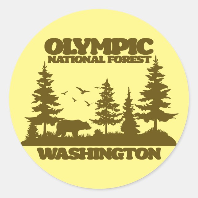 Olympischer Nationalwald Runder Aufkleber (Vorderseite)