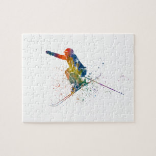 Olympischer Skitag in Aquarell