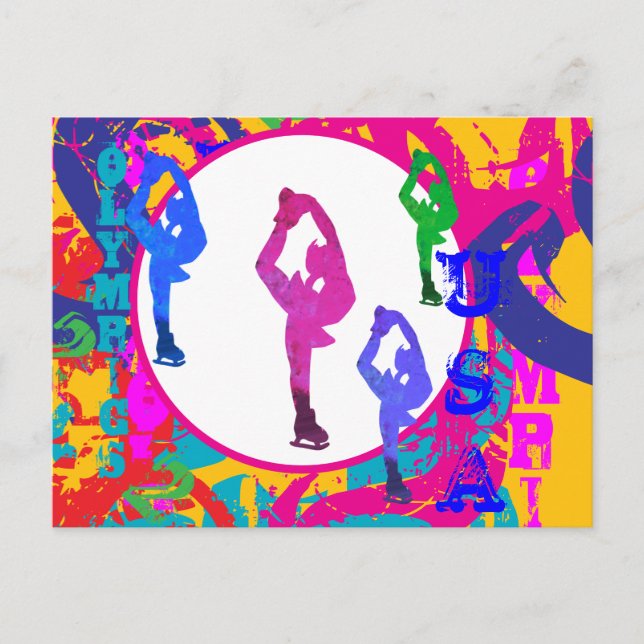 OLYMPISCHES EISLAUFEN  POSTKARTE (Vorderseite)