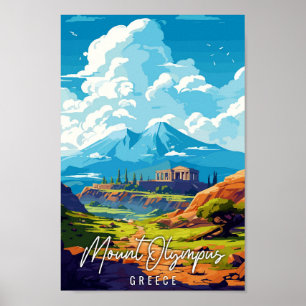 Olympus Griechenland Vintage Illustration Poster