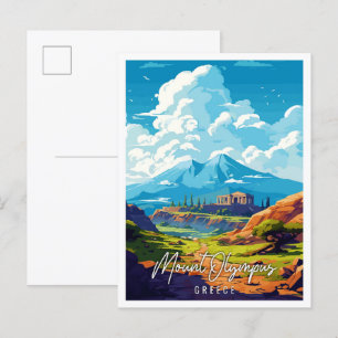Olympus Griechenland Vintage Illustration Postkarte