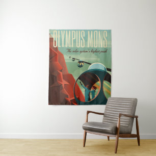 Olympus Mons auf dem Mars: Höchster Vulkan im Sonn Wandteppich