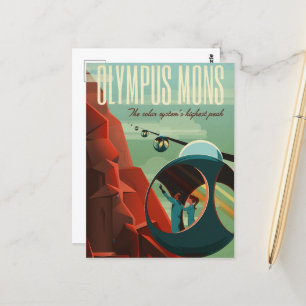 Olympus Mons auf dem Mars Höchster Vulkan im Sonne Postkarte