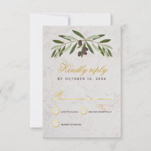 Ölzweig-Hochzeit Elegantes Skript Falsche Goldfoli RSVP Karte