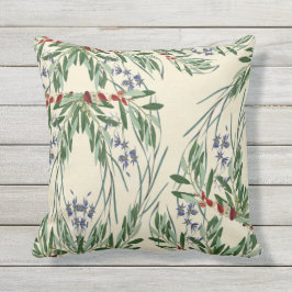 Ölzweige und blaues FlowersThrow Kissen 16x16