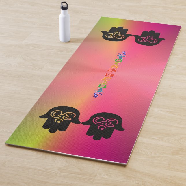 Om All Lights | Grün & Rot, Personalisiert Yogamatte (Beispiel)