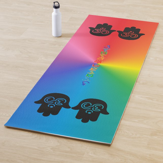 Om All Lights | Regenbogen, Personalisiert Yogamatte (Beispiel)