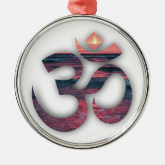 OM am Ozean Yoga Silbernes Ornament