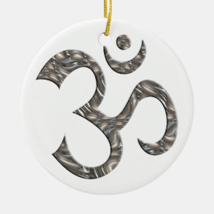 OM / AUM - SILBER & GOLD KERAMIK ORNAMENT