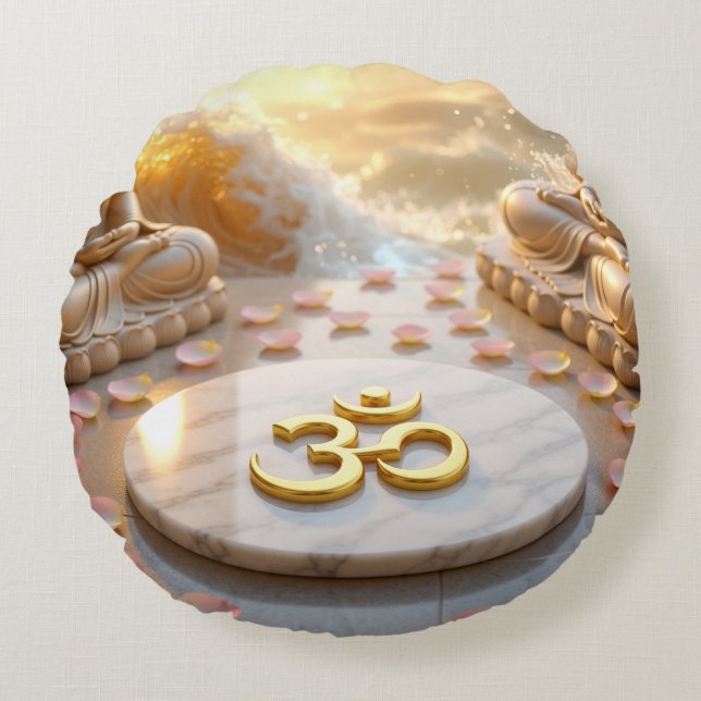 OM - AUM - ZEN-BUDDHISMUS RUNDES KISSEN (Vorderseite)