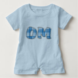 Om - Blue Kariert - Baby Yoga Bekleidung Baby Strampler