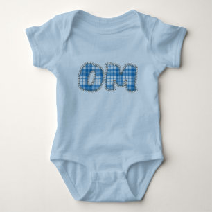 Om - Blue Kariert - Baby Yoga Bekleidung Strampler