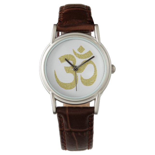 Om Buddhistisches Symbol Golden Paste Uhr 1 (Vorderseite)