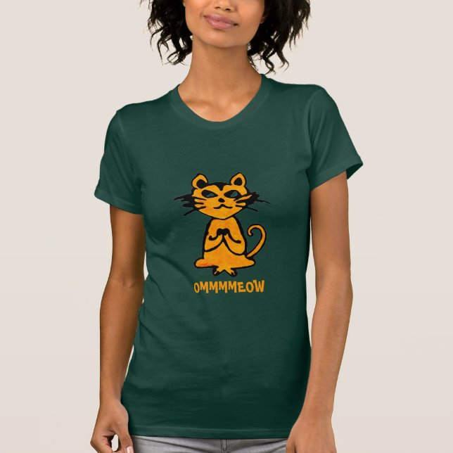 Om Cat - Un T-shirt de yoga amusant pour les femme (Devant)