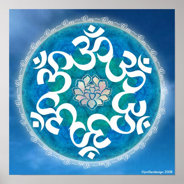 Om Circle Snowflake Mandala Poster (Vorne)