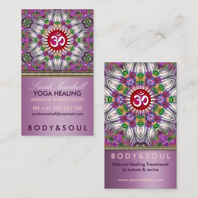 Om Energy Yoga Healing Star Carte de visite (Devant / Derrière)