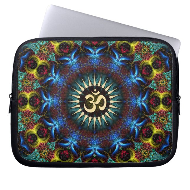 OM Floral Fraktal Mandala Notebook Laptopschutzhülle (Vorderseite)
